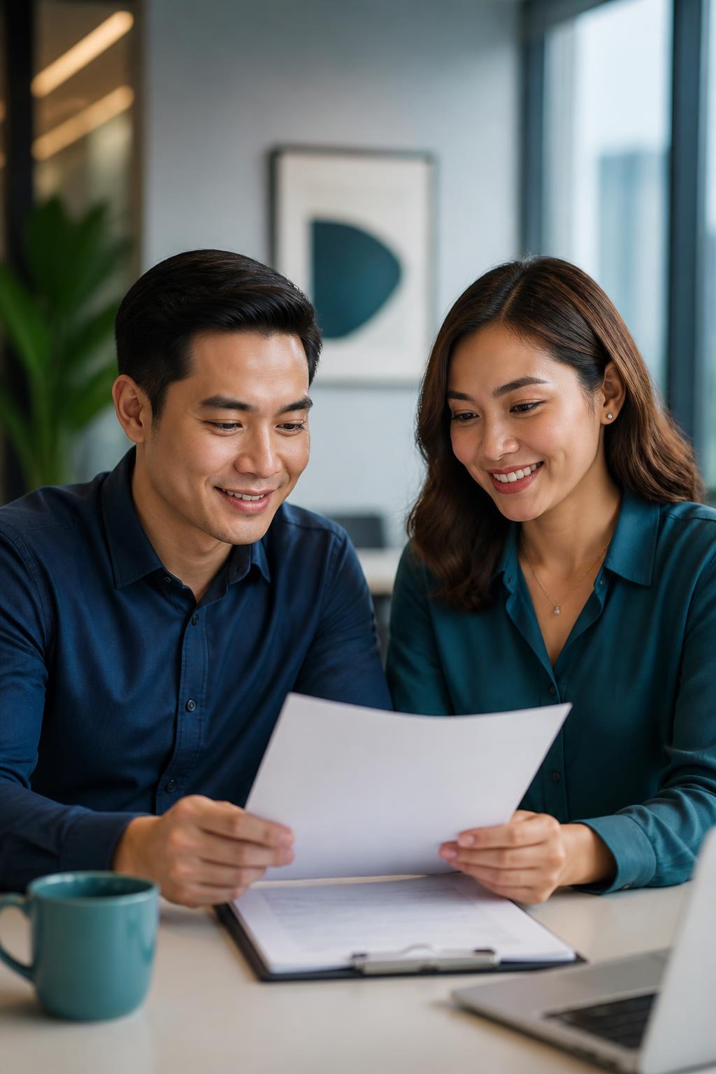 Insurance support professionals collaborating at a desk